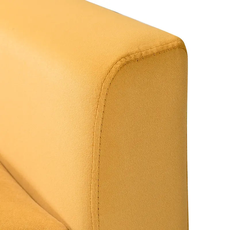 Contemporary Velvet Tufted Armchair with Gold Metal Legs