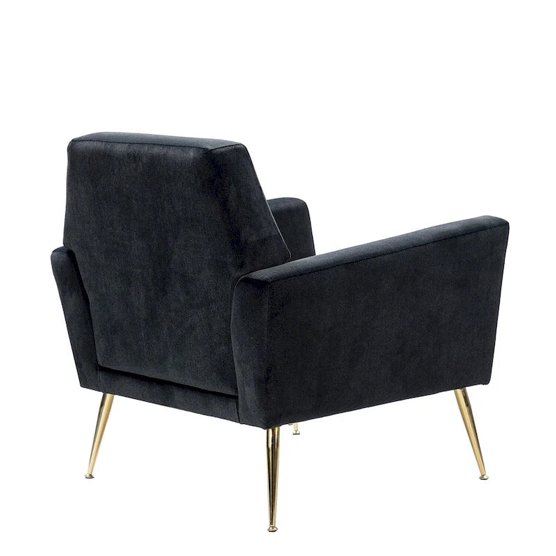 Contemporary Velvet Tufted Armchair with Gold Metal Legs