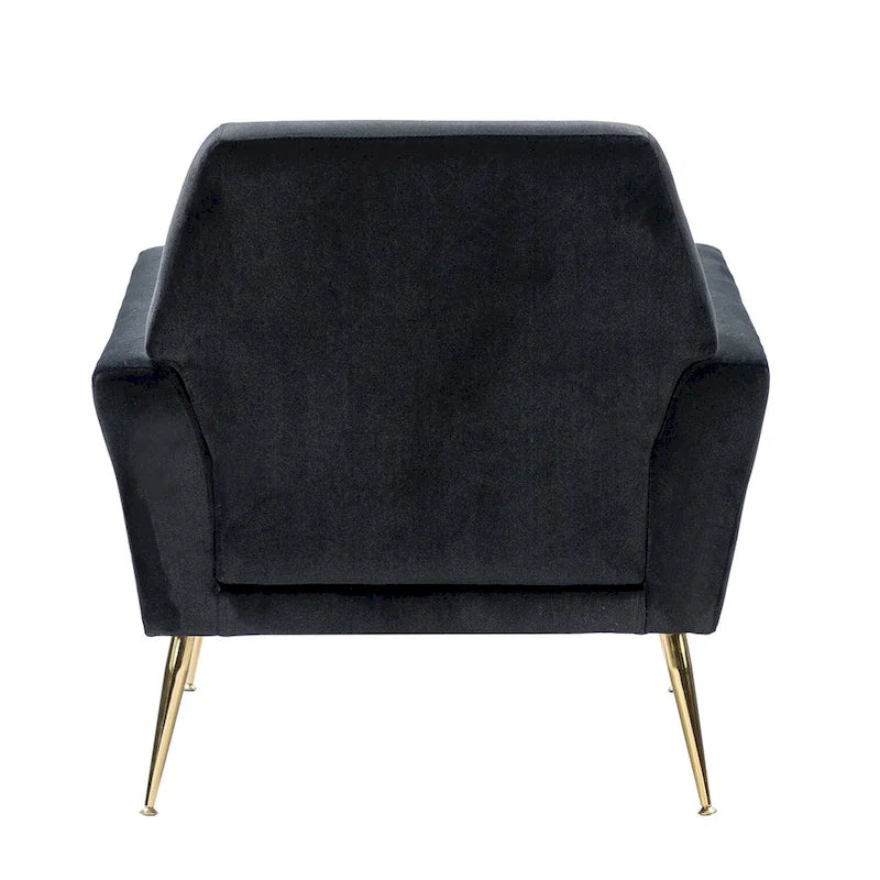 Contemporary Velvet Tufted Armchair with Gold Metal Legs