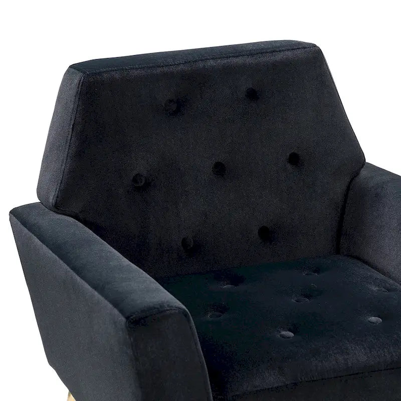 Contemporary Velvet Tufted Armchair with Gold Metal Legs