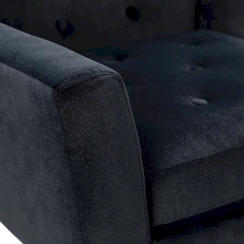 Contemporary Velvet Tufted Armchair with Gold Metal Legs