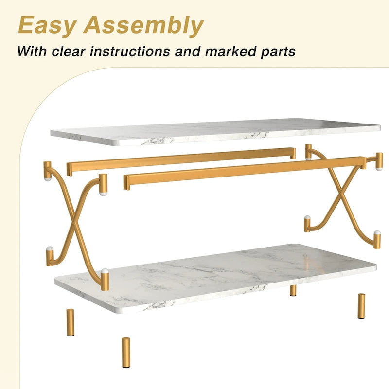 Coffee Table with Storage and Open Shelves for Living Dining Room 39-Inch, Modern Rectangle & Industrial Design