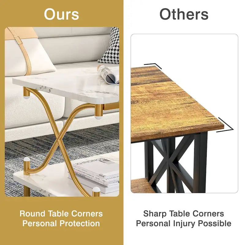 Coffee Table with Storage and Open Shelves for Living Dining Room 39-Inch, Modern Rectangle & Industrial Design