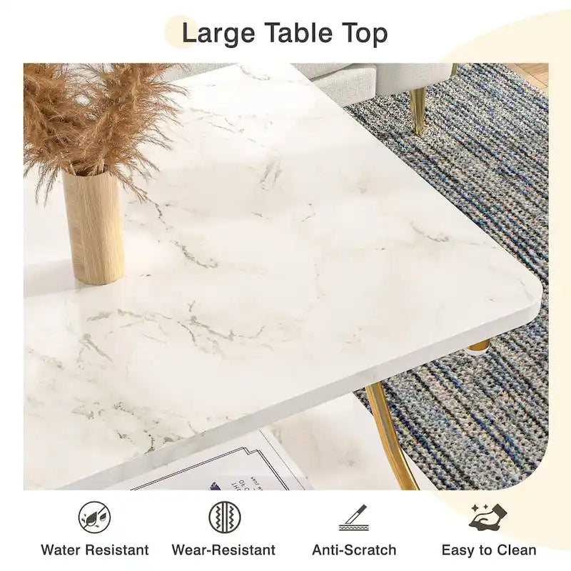 Coffee Table with Storage and Open Shelves for Living Dining Room 39-Inch, Modern Rectangle & Industrial Design