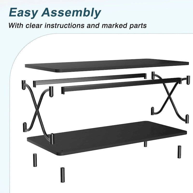 Coffee Table with Storage and Open Shelves for Living Dining Room 39-Inch, Modern Rectangle & Industrial Design