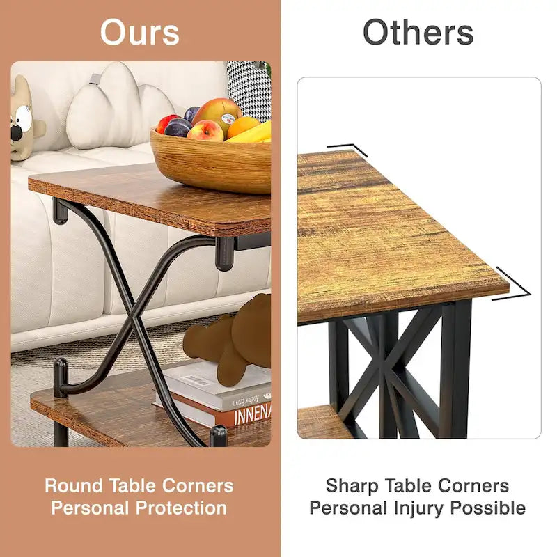 Coffee Table with Storage and Open Shelves for Living Dining Room 39-Inch, Modern Rectangle & Industrial Design
