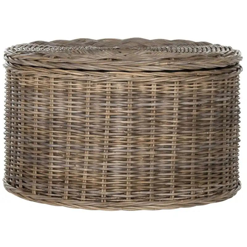 Wicker Storage Coffee Table with Cotton-Lined Interior – 29W x 29D x 17H
