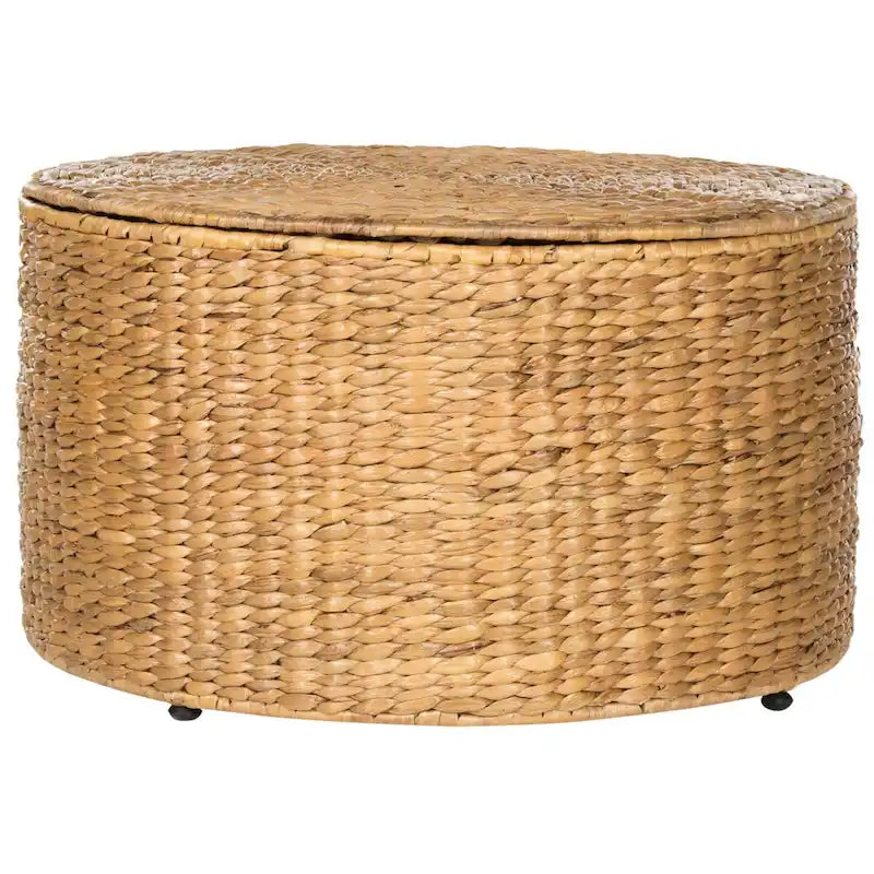Wicker Storage Coffee Table with Cotton-Lined Interior – 29W x 29D x 17H