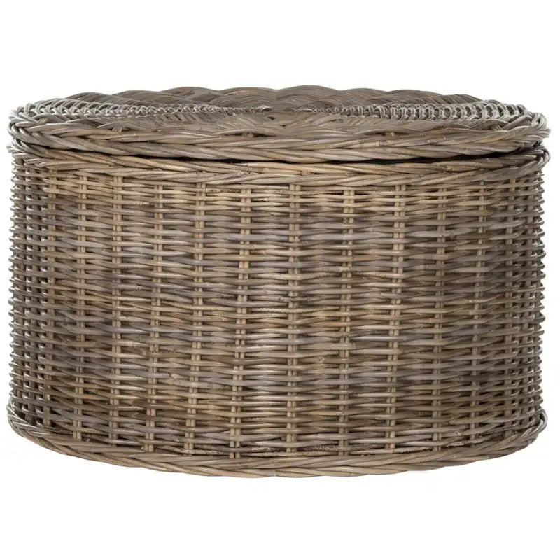 Wicker Storage Coffee Table with Cotton-Lined Interior – 29W x 29D x 17H