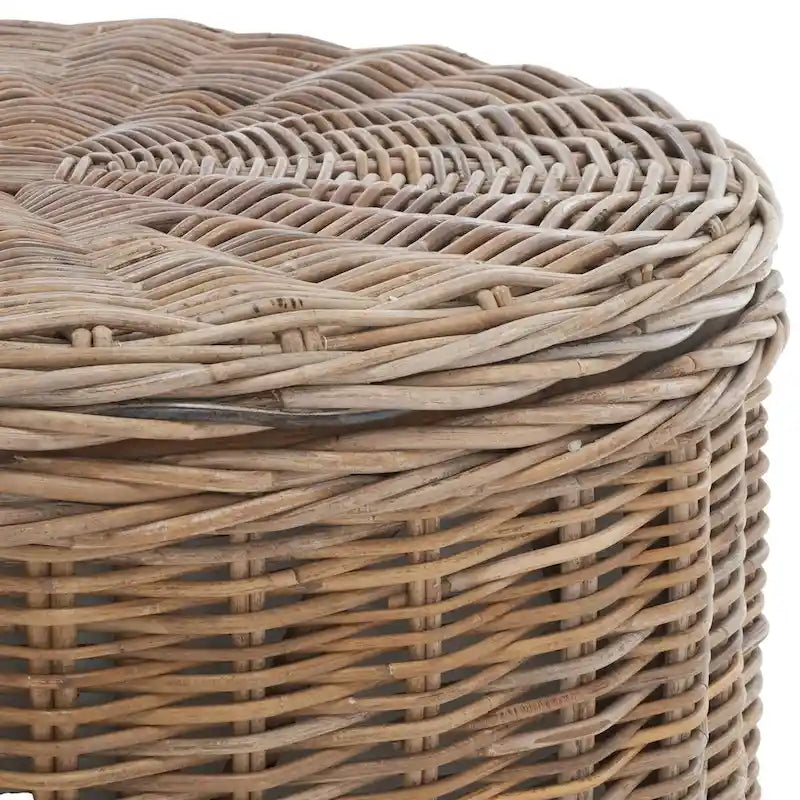 Wicker Storage Coffee Table with Cotton-Lined Interior – 29W x 29D x 17H