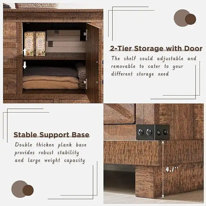 Farmhouse 8 Drawer Dresser, Wood Long Chest of Drawers, Closet Dresser