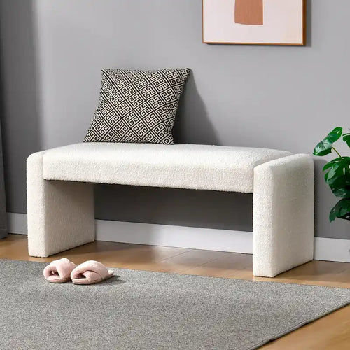 48 L Boucle Upholstered Dining Bench
