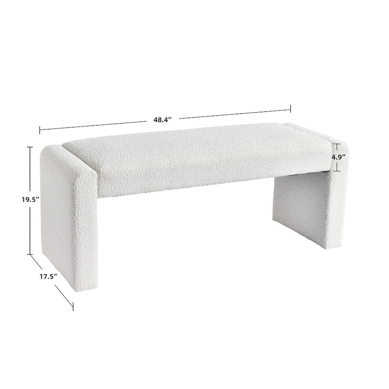 48 L Boucle Upholstered Dining Bench