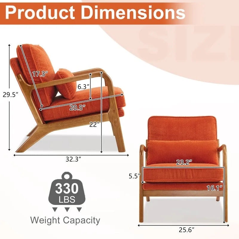 2-pc Upholstered Linen Blend Accent Chair