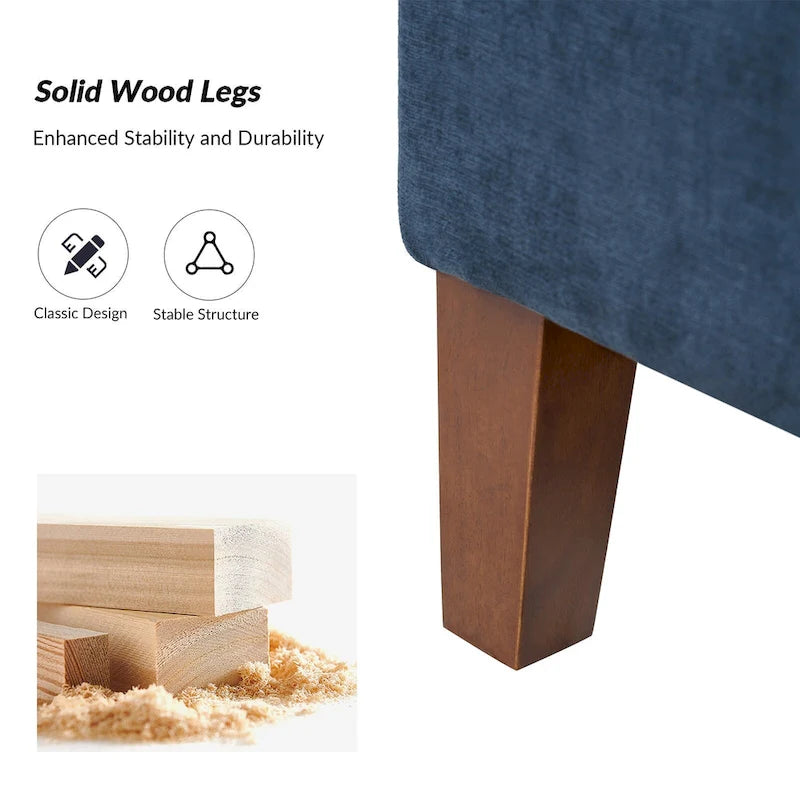 Upholstered Storage Bench with Hidden Compartment & Solid Wood Legs
