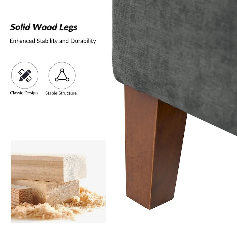 Upholstered Storage Bench with Hidden Compartment & Solid Wood Legs
