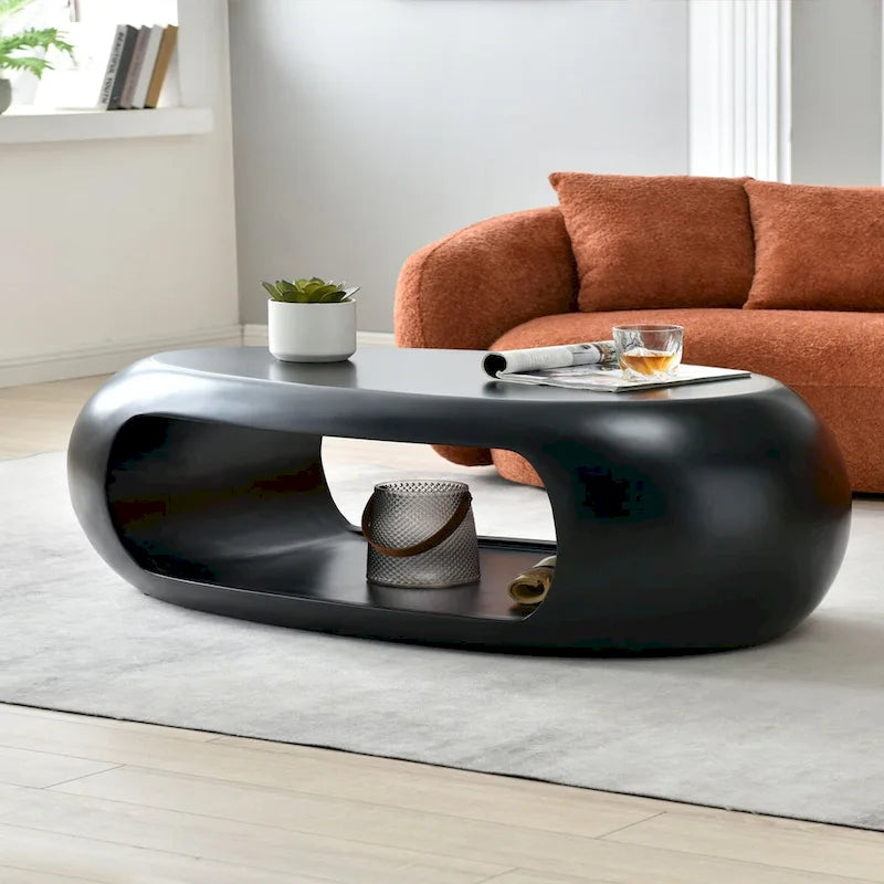 Fiberglass 48.42 Modern Oval Coffee Table for Living Room