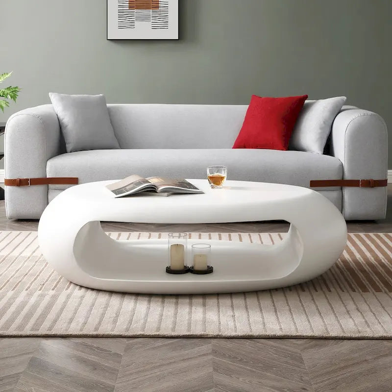 Fiberglass 48.42 Modern Oval Coffee Table for Living Room